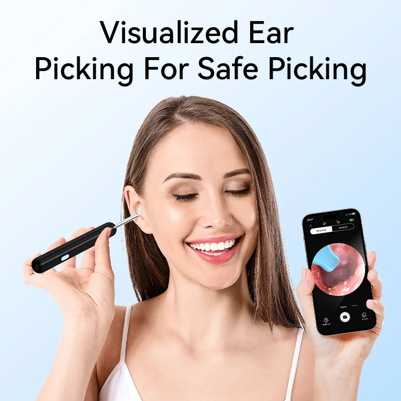 Discover a smarter and safer way to clean your ears with the Ear Wax Removal Ear Cleaner with Camera β a high-tech ear cleaning kit featuring a 1296P HD camera and 6 LED lights for crystal-clear visibility inside your ear canal.