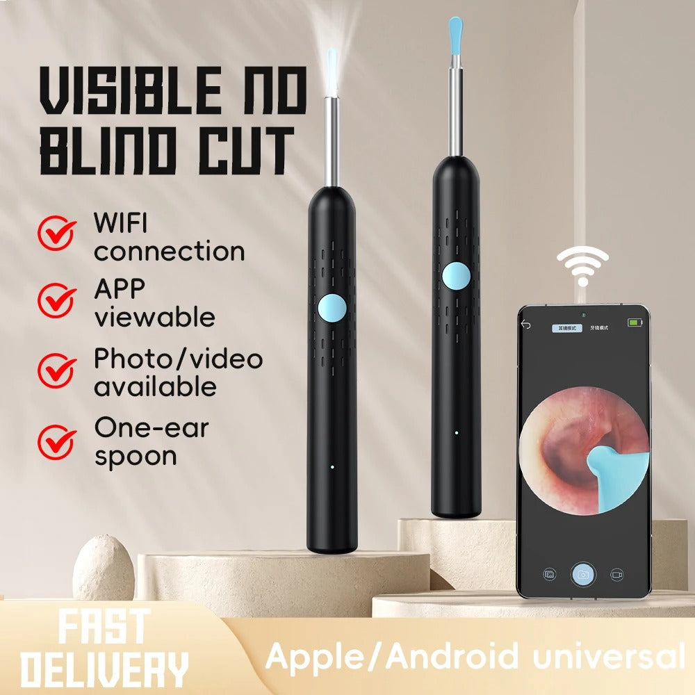 Discover a smarter and safer way to clean your ears with the Ear Wax Removal Ear Cleaner with Camera β a high-tech ear cleaning kit featuring a 1296P HD camera and 6 LED lights for crystal-clear visibility inside your ear canal.
