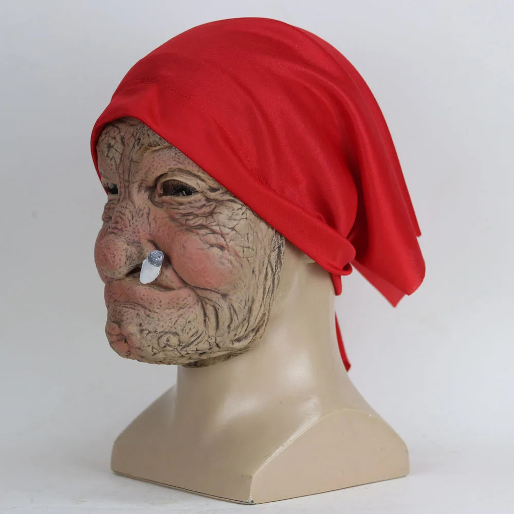 🎭 Funny Smoking Granny Latex Mask – Hilarious Old Lady Halloween Costume Accessory 🎃