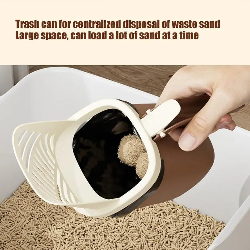 🐾 Cat Litter Scooper Set – With Holder & Waste Can for Easy Cleaning