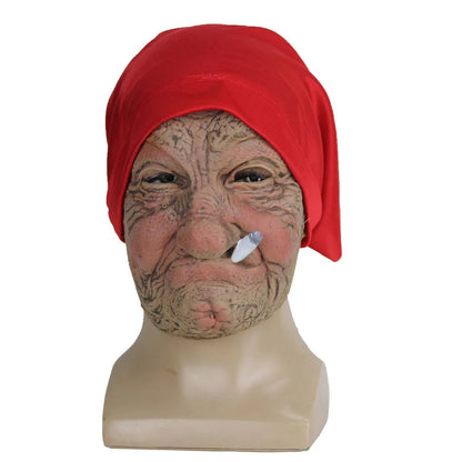🎭 Funny Smoking Granny Latex Mask – Hilarious Old Lady Halloween Costume Accessory 🎃