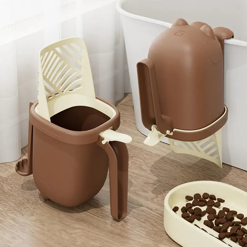 🐾 Cat Litter Scooper Set – With Holder & Waste Can for Easy Cleaning