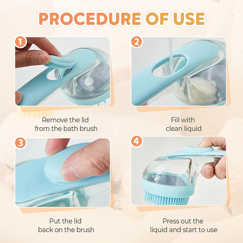 2-in-1 Dog & Cat Bath Brush – With Shampoo Dispenser🧼