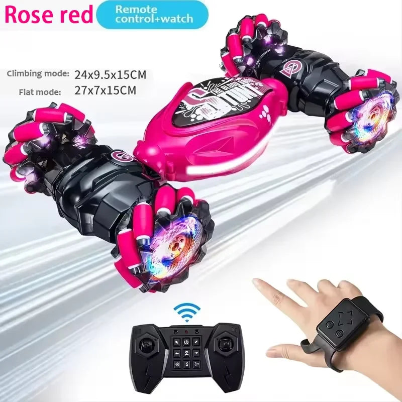 4WD RC Stunt Car – LED Drift, Gesture Control & Twist Deformation Toy